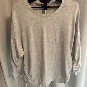 Athleta Lombard Ruched Sweatshirt Oatmeal Heather 1X